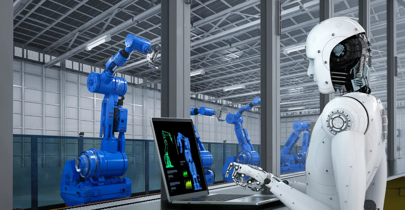 Industrial robots and automation in a smart factory